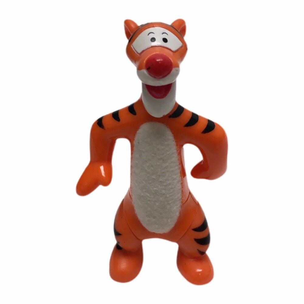 Disney Toy Tigger Hard Plastic Head Tail And Legs Move Cloth Stomach 3” Tall